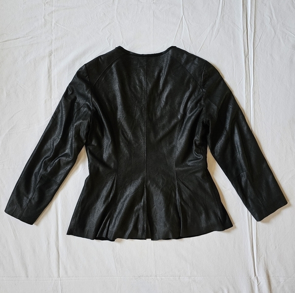 My Tribe leather retro zip up peplum sleek elegant feminine light jacket Size M - Picture 4 of 7